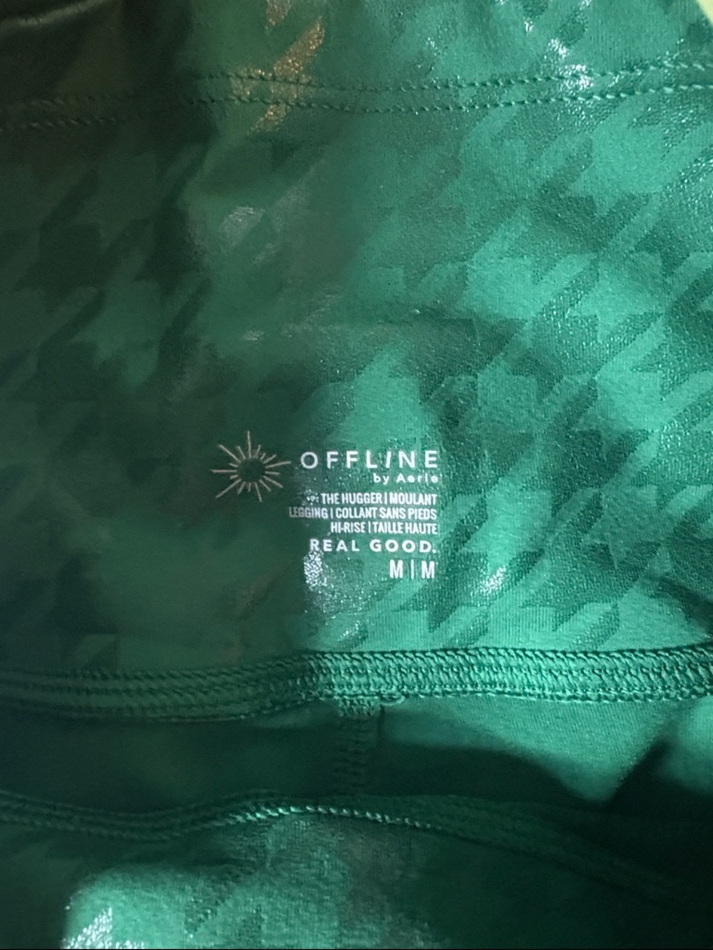 Offline by Aerie The Hugger Green Houndstooth Leggings SIZE M - Picture 5 of 8